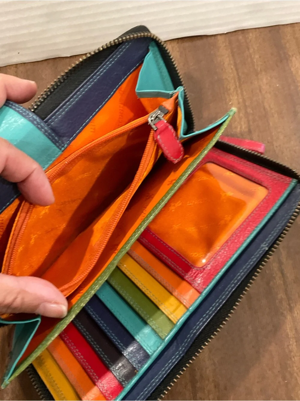 Ladies Visconti Large Real Leather Purse Wallet RFID Rainbow Colorblock